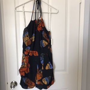 Medium Navy Blue Printed Romper